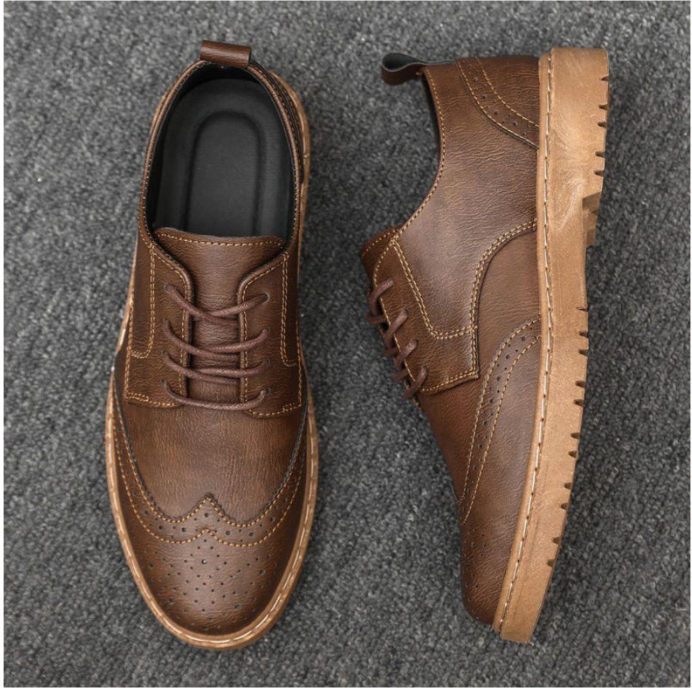 Chaussures Richelieu Derby Brogue pour homme, style britannique