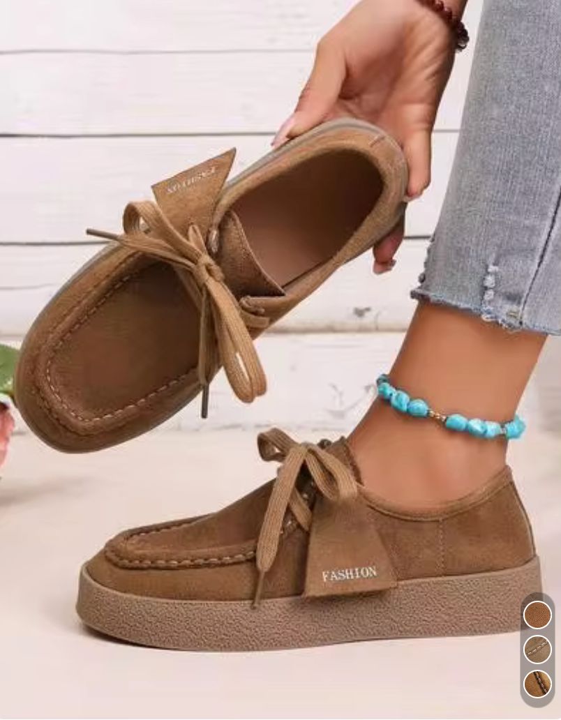 Mocassins décontractés camel à lacets