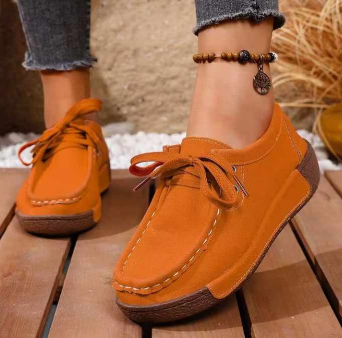 Mocassins décontractés moutarde à lacets