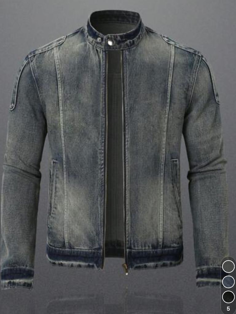 Manfinity Homme Veste en jean décontractée à manches longues avec fermeture éclair