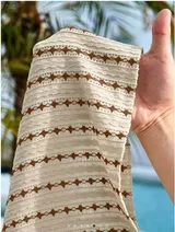 Ensemble homme chemise et short beige à rayures géométriques marron — miniature 4