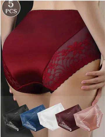 Culotte femme en dentelle semi-transparente et satin
