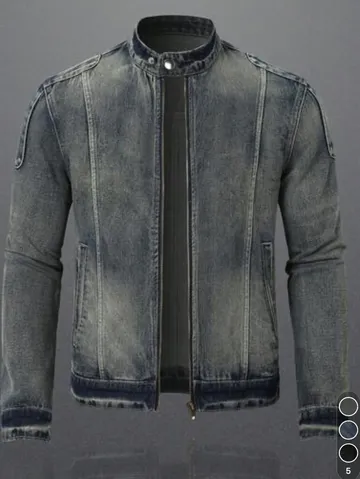 Manfinity Homme Veste en jean décontractée à manches longues avec fermeture éclair