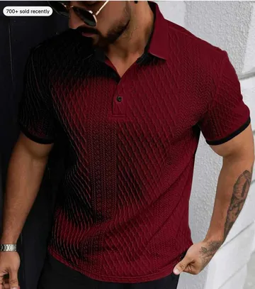 Polo en tricot texturé bordeaux pour homme avec bordures contrastées – Style Old Money décontracté