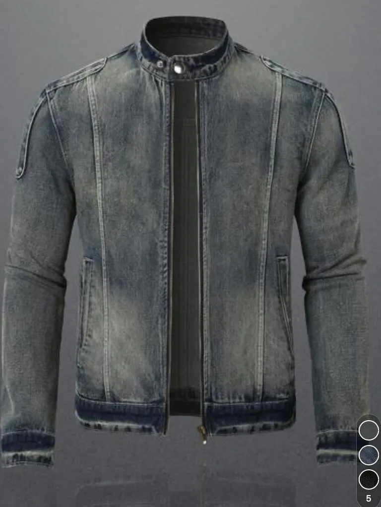 Manfinity Homme Veste en jean décontractée à manches longues avec fermeture éclair